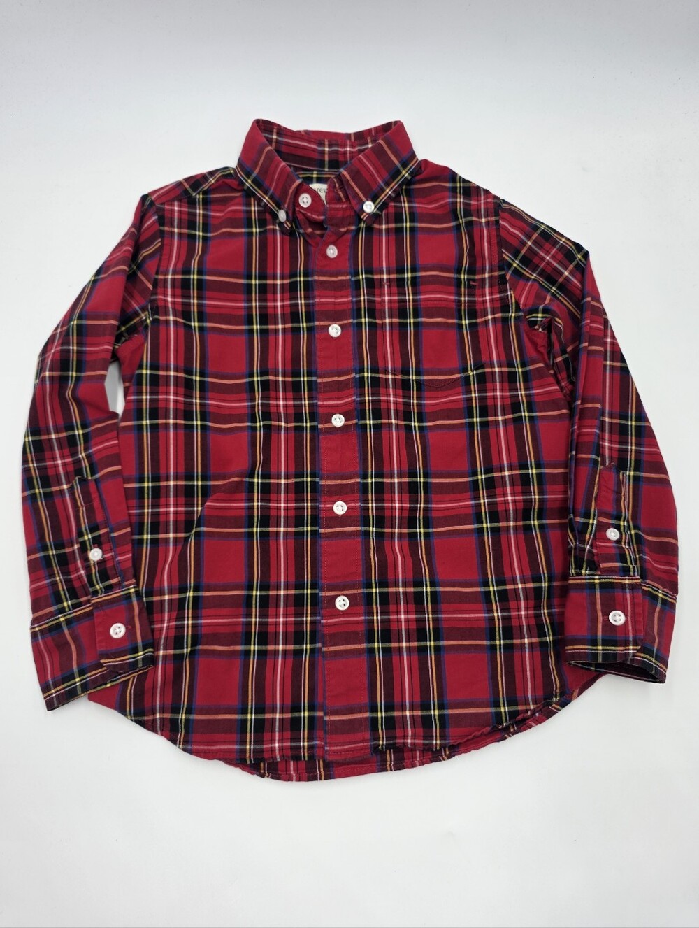 Crewcuts boys' tartan holiday plaid button down shirt size 4-5